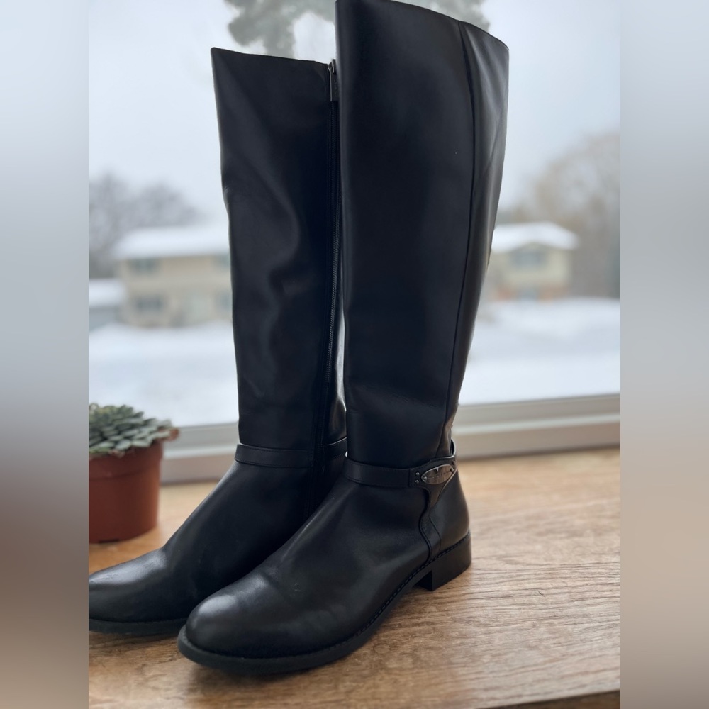 Michael Kors, black leather knee high boots, Size 8. Like new